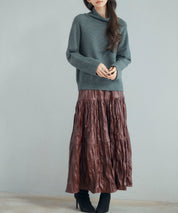 シワ加工合成皮革ロングスカートsdpxsj9901 ワイン