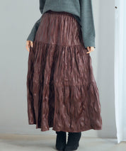 シワ加工合成皮革ロングスカートsdpxsj9901 ワイン