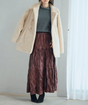 シワ加工合成皮革ロングスカートsdpxsj9901 ワイン