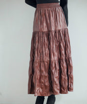 シワ加工合成皮革ロングスカートsdpxsj9901 ワイン