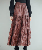 シワ加工合成皮革ロングスカートsdpxsj9901 ワイン