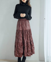 シワ加工合成皮革ロングスカートsdpxsj9901 ワイン