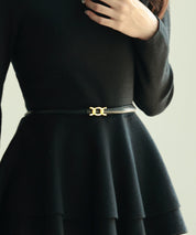 ゴールドバックル細ベルトsdpxyf0005 ブラック