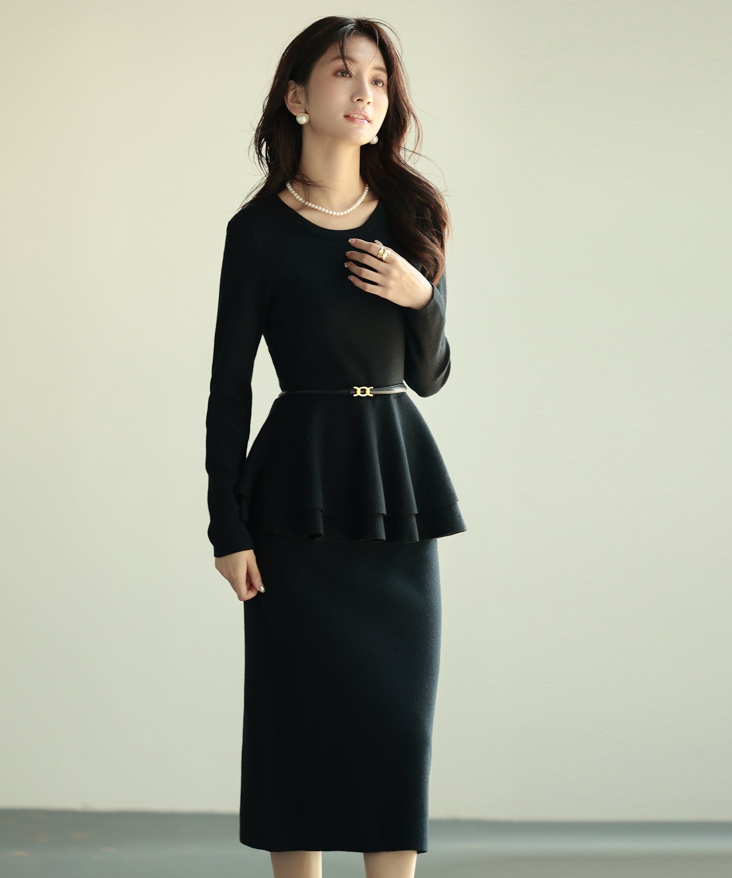 ゴールドバックル細ベルトsdpxyf0005 ブラック