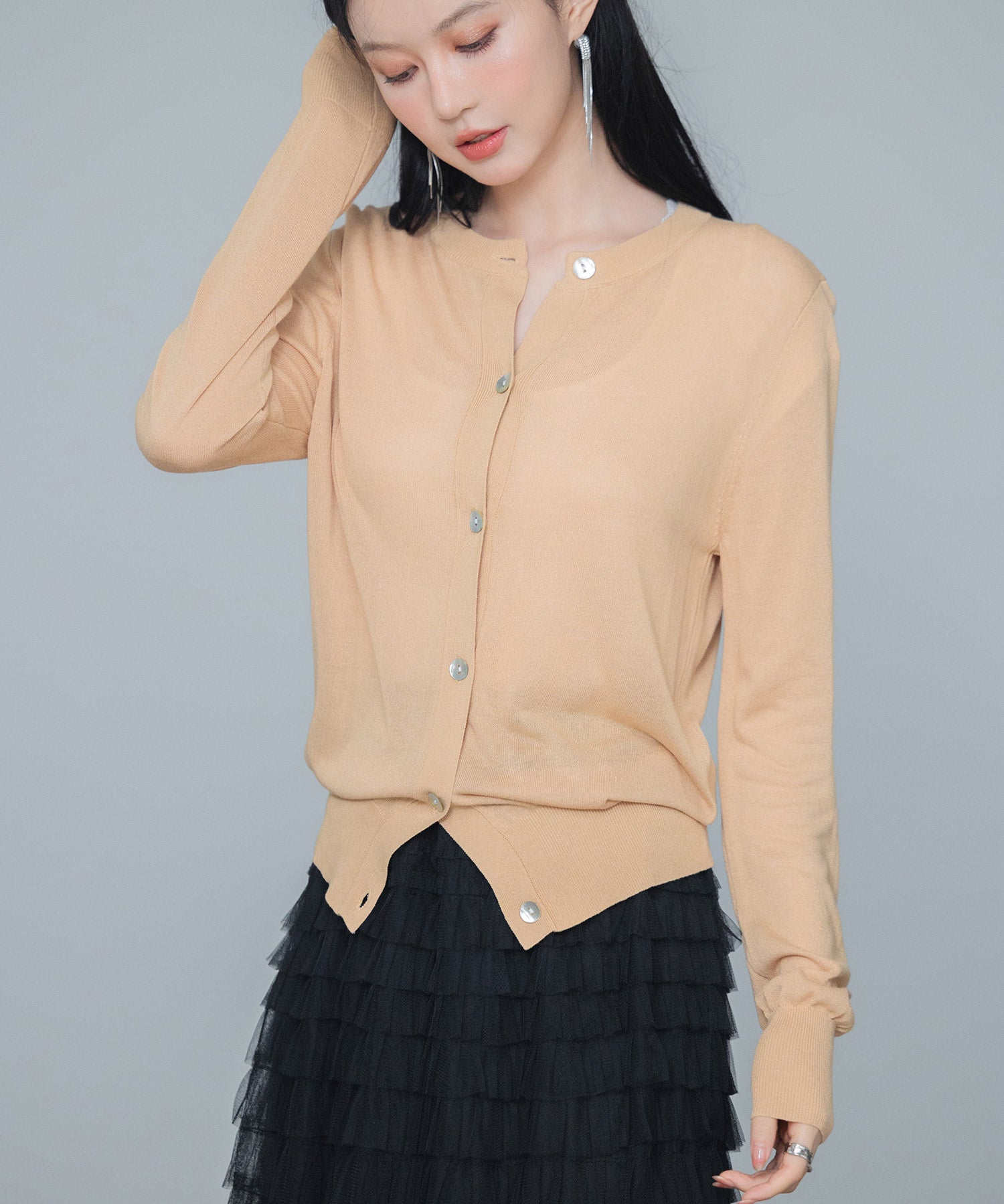 【接触冷感】クルーネックサマーニットカーディガンsdpxyf2081-103-14