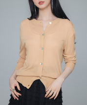 【接触冷感】クルーネックサマーニットカーディガンsdpxyf2081 ベージュ