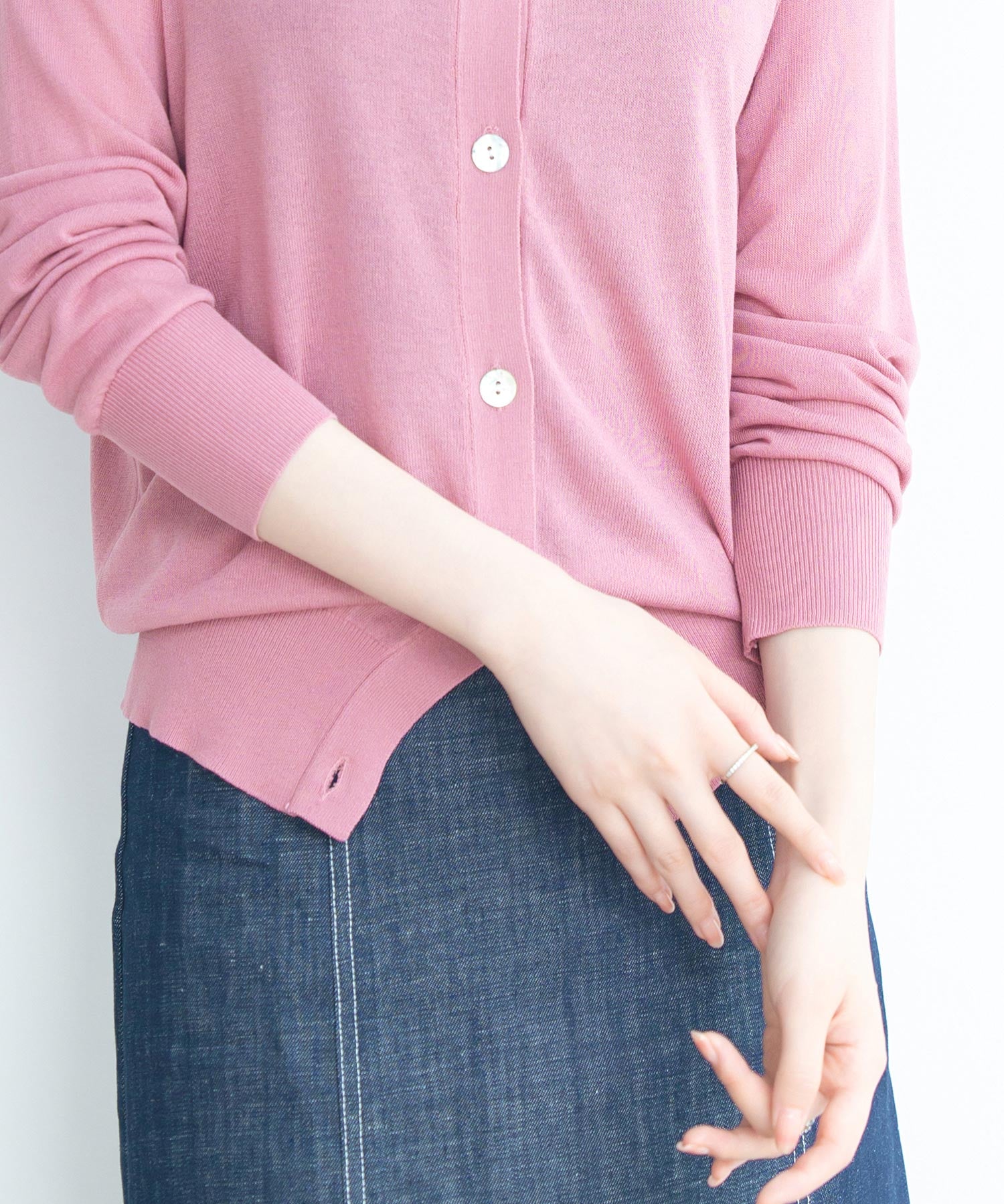 【接触冷感】クルーネックサマーニットカーディガンsdpxyf2081 ローズ