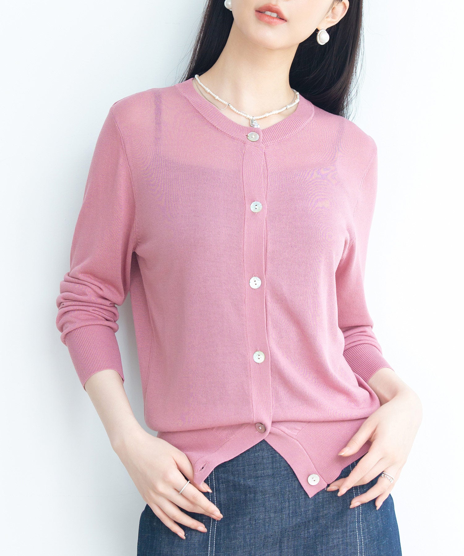 【接触冷感】クルーネックサマーニットカーディガンsdpxyf2081-103-177