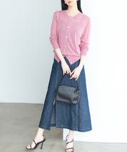 【接触冷感】クルーネックサマーニットカーディガンsdpxyf2081 ローズ