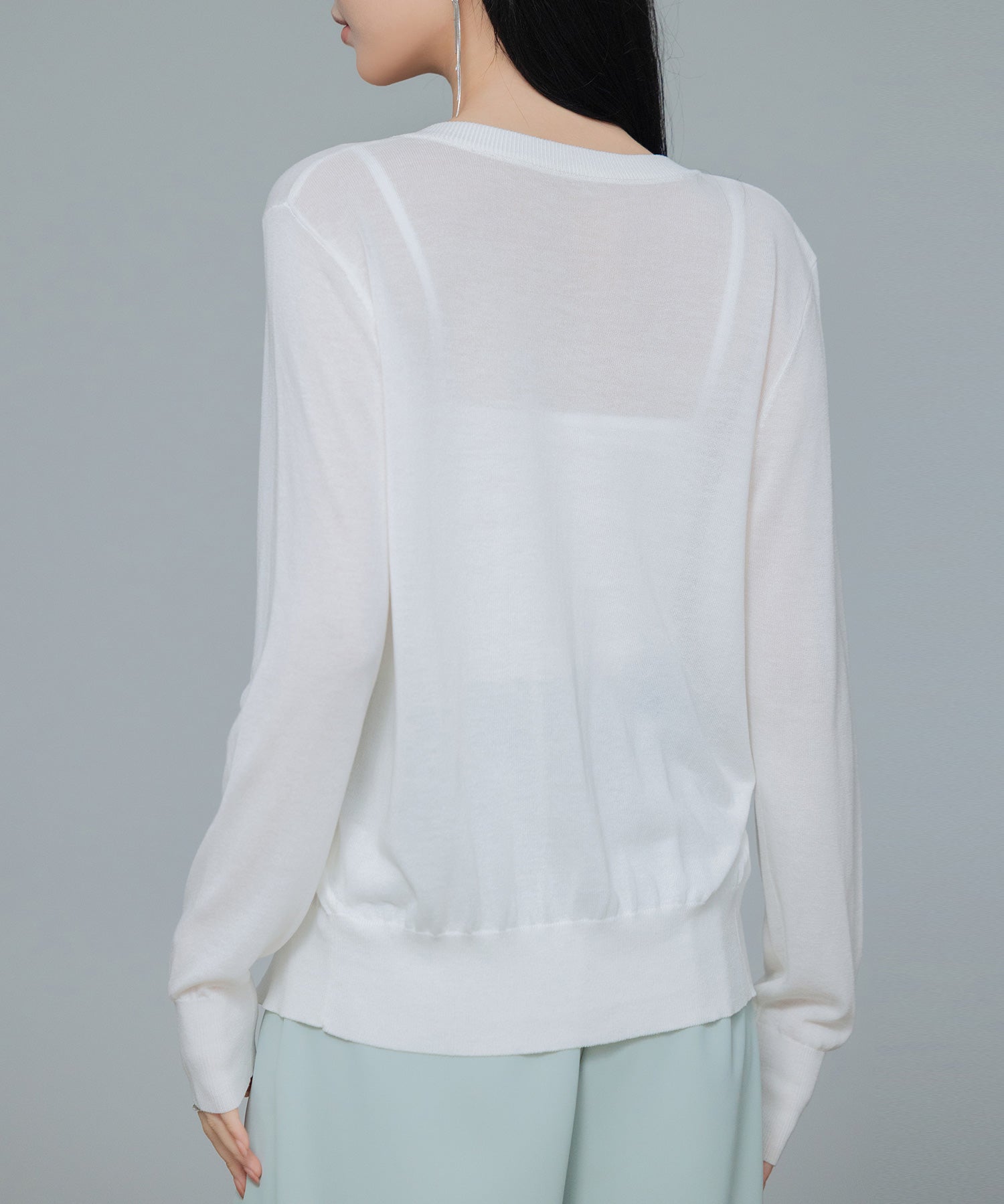 【接触冷感】クルーネックサマーニットカーディガンsdpxyf2081 ホワイト