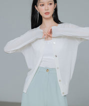 【接触冷感】クルーネックサマーニットカーディガンsdpxyf2081 ホワイト