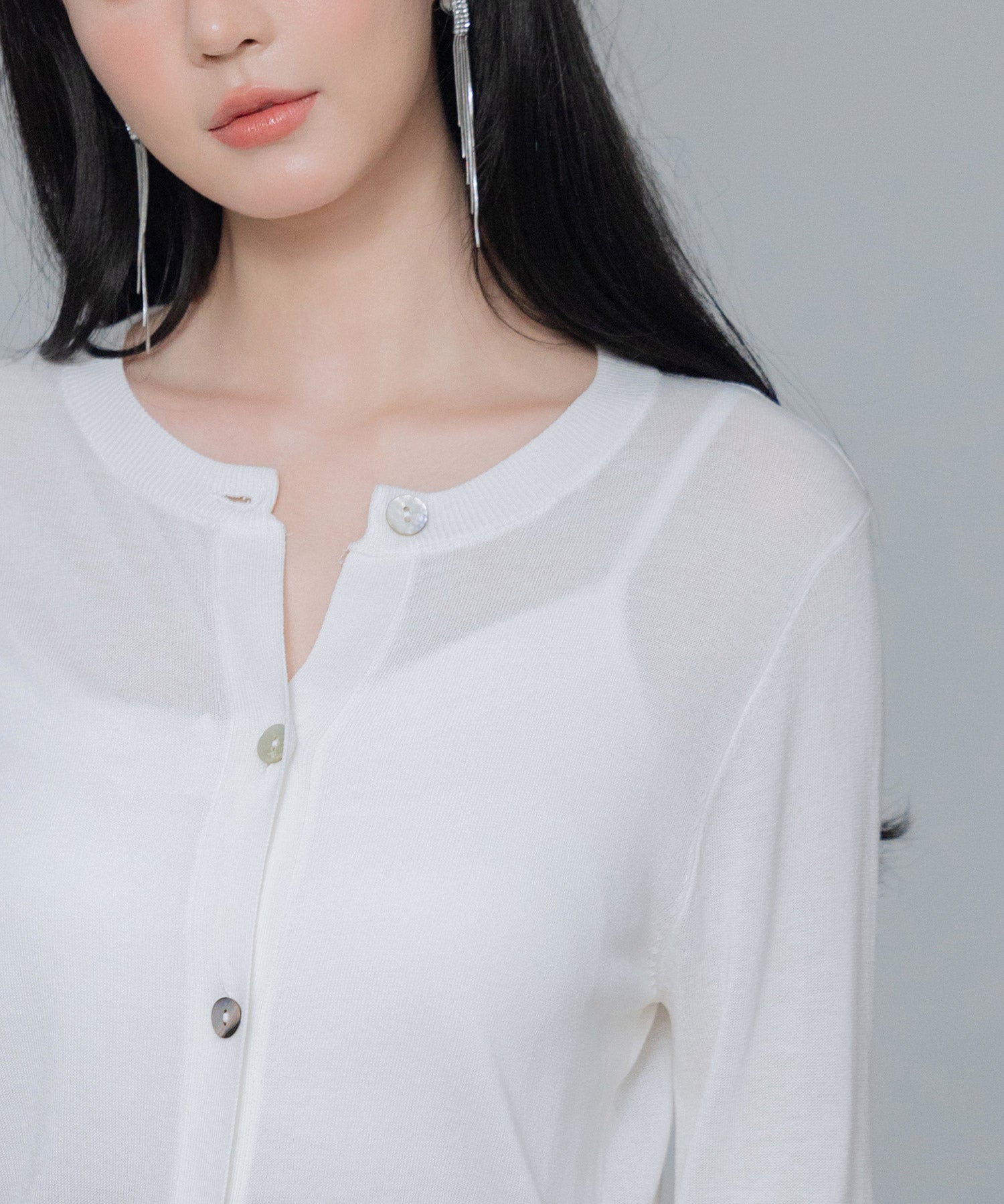 【接触冷感】クルーネックサマーニットカーディガンsdpxyf2081 ホワイト