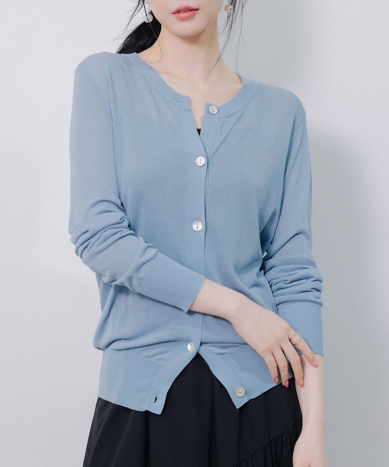 【接触冷感】クルーネックサマーニットカーディガンsdpxyf2081-103-34