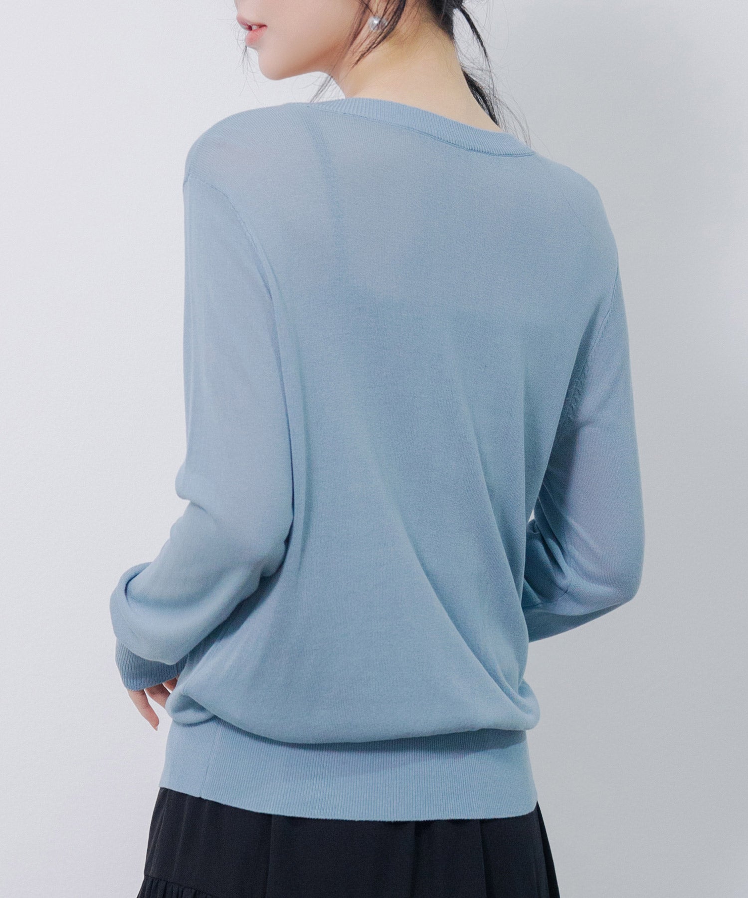 【接触冷感】クルーネックサマーニットカーディガンsdpxyf2081 ブルー