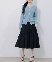 【接触冷感】クルーネックサマーニットカーディガンsdpxyf2081 ブルー