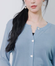 【接触冷感】クルーネックサマーニットカーディガンsdpxyf2081 ブルー