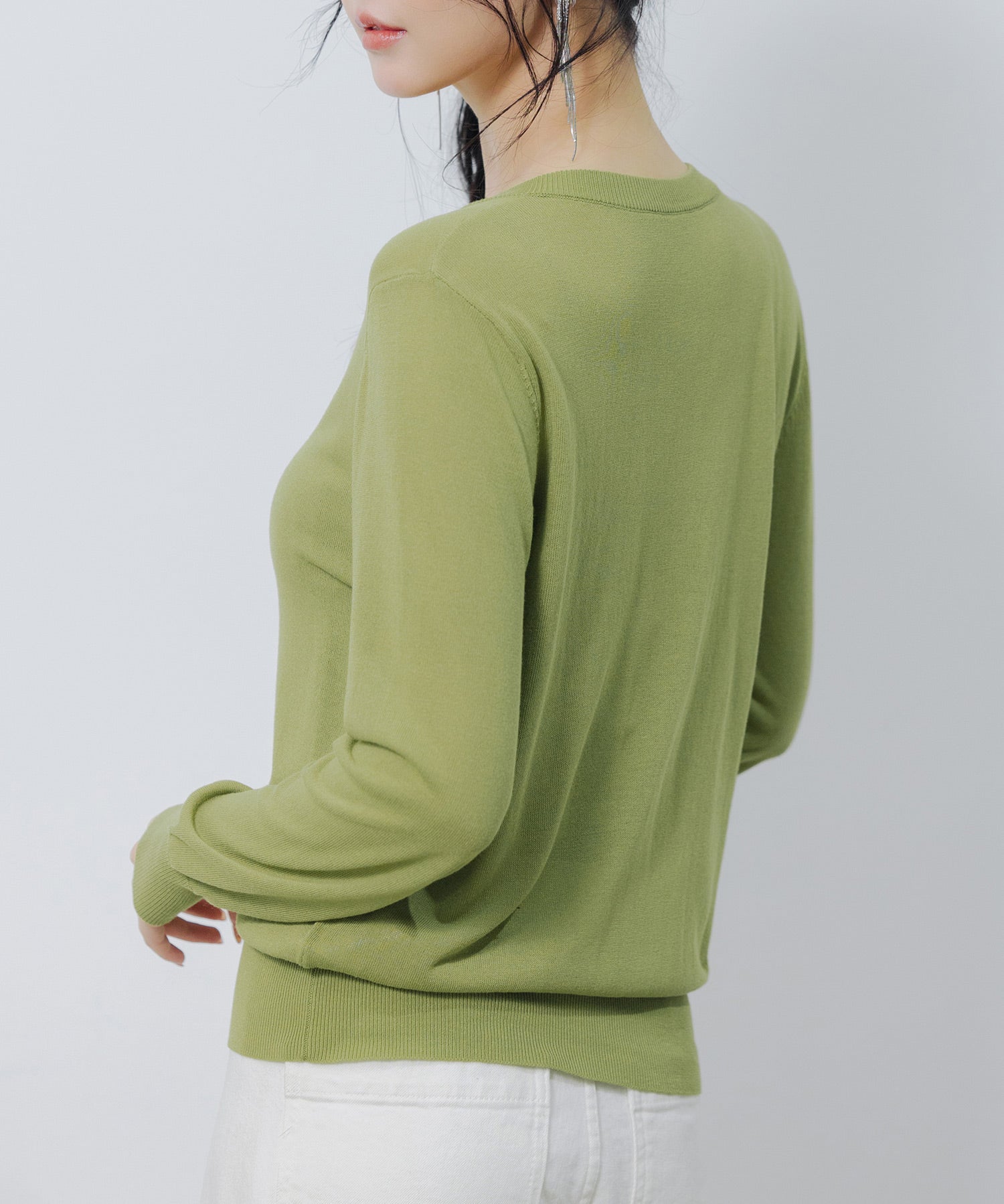 【接触冷感】クルーネックサマーニットカーディガンsdpxyf2081 グリーン