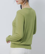 【接触冷感】クルーネックサマーニットカーディガンsdpxyf2081 グリーン