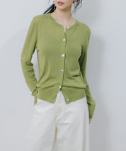 【接触冷感】クルーネックサマーニットカーディガンsdpxyf2081 グリーン