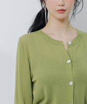 【接触冷感】クルーネックサマーニットカーディガンsdpxyf2081 グリーン