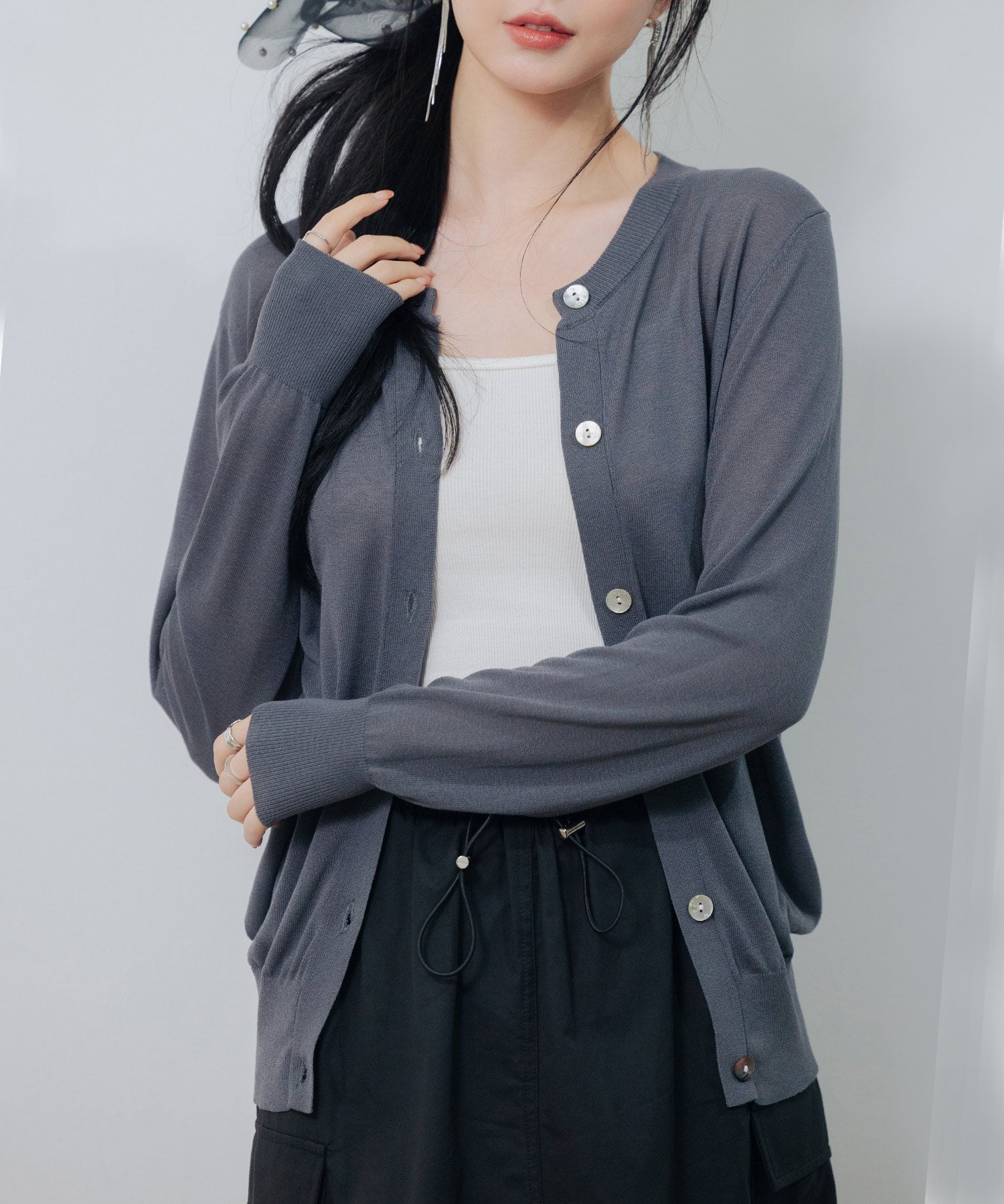 【接触冷感】クルーネックサマーニットカーディガンsdpxyf2081-103-365