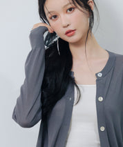 【接触冷感】クルーネックサマーニットカーディガンsdpxyf2081 チャコール