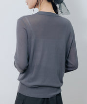 【接触冷感】クルーネックサマーニットカーディガンsdpxyf2081 チャコール