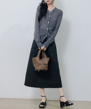 【接触冷感】クルーネックサマーニットカーディガンsdpxyf2081 チャコール