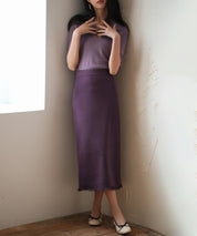 フリンジ裾ミモレ丈ニットスカートsdpxyf2803 パープル
