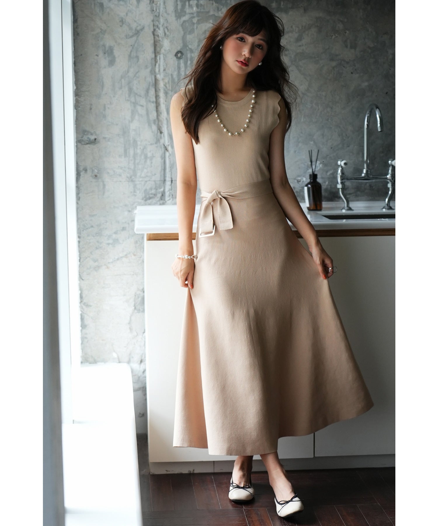 スカラップスリーブニットワンピースsdpxyf2806-102-14