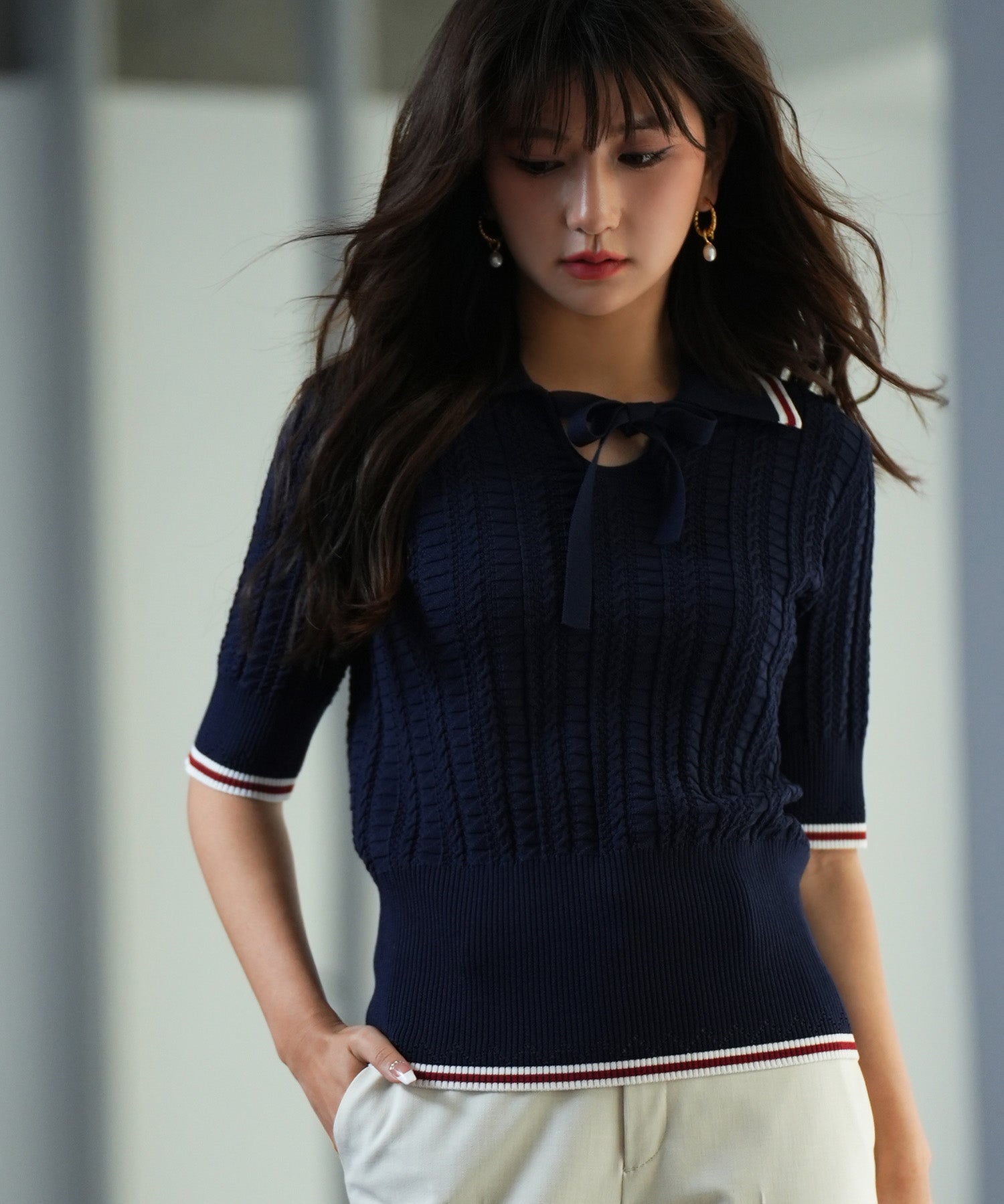 変形編みサマーニットプルオーバーsdpxyf2809-103-16