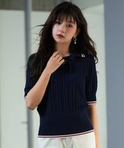 変形編みサマーニットプルオーバーsdpxyf2809 ネイビー