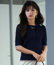 変形編みサマーニットプルオーバーsdpxyf2809 ネイビー