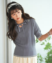 変形編みサマーニットプルオーバーsdpxyf2809 グレー