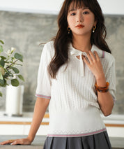 変形編みサマーニットプルオーバーsdpxyf2809 ホワイト