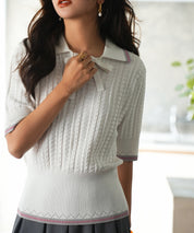 変形編みサマーニットプルオーバーsdpxyf2809 ホワイト