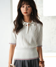 変形編みサマーニットプルオーバーsdpxyf2809 ホワイト