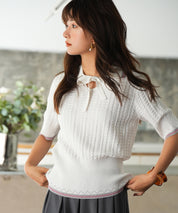 変形編みサマーニットプルオーバーsdpxyf2809 ホワイト