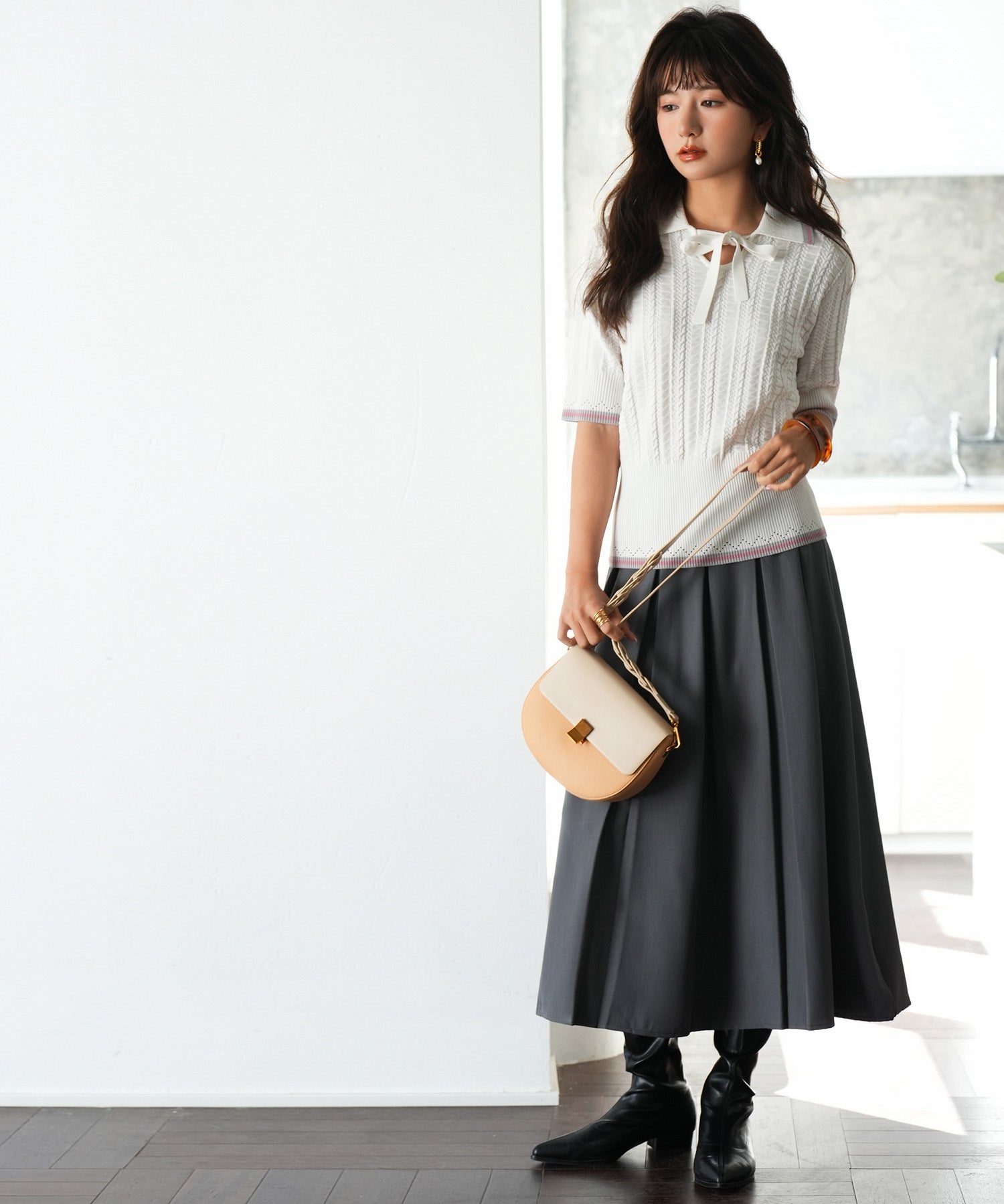 変形編みサマーニットプルオーバーsdpxyf2809 ホワイト