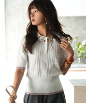 変形編みサマーニットプルオーバーsdpxyf2809 ホワイト