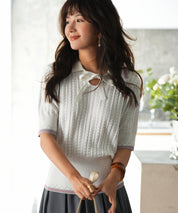 変形編みサマーニットプルオーバーsdpxyf2809 ホワイト