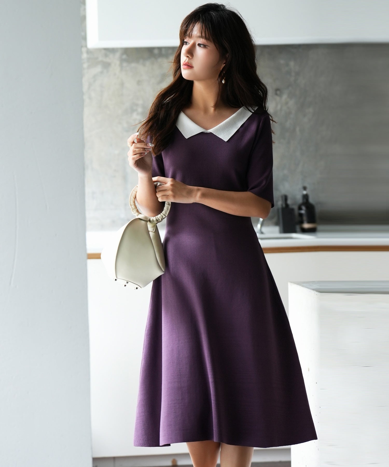 前後2way襟付きミモレ丈ニットワンピースsdpxyf2812-103-15