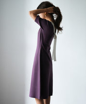 前後2way襟付きミモレ丈ニットワンピースsdpxyf2812 パープル