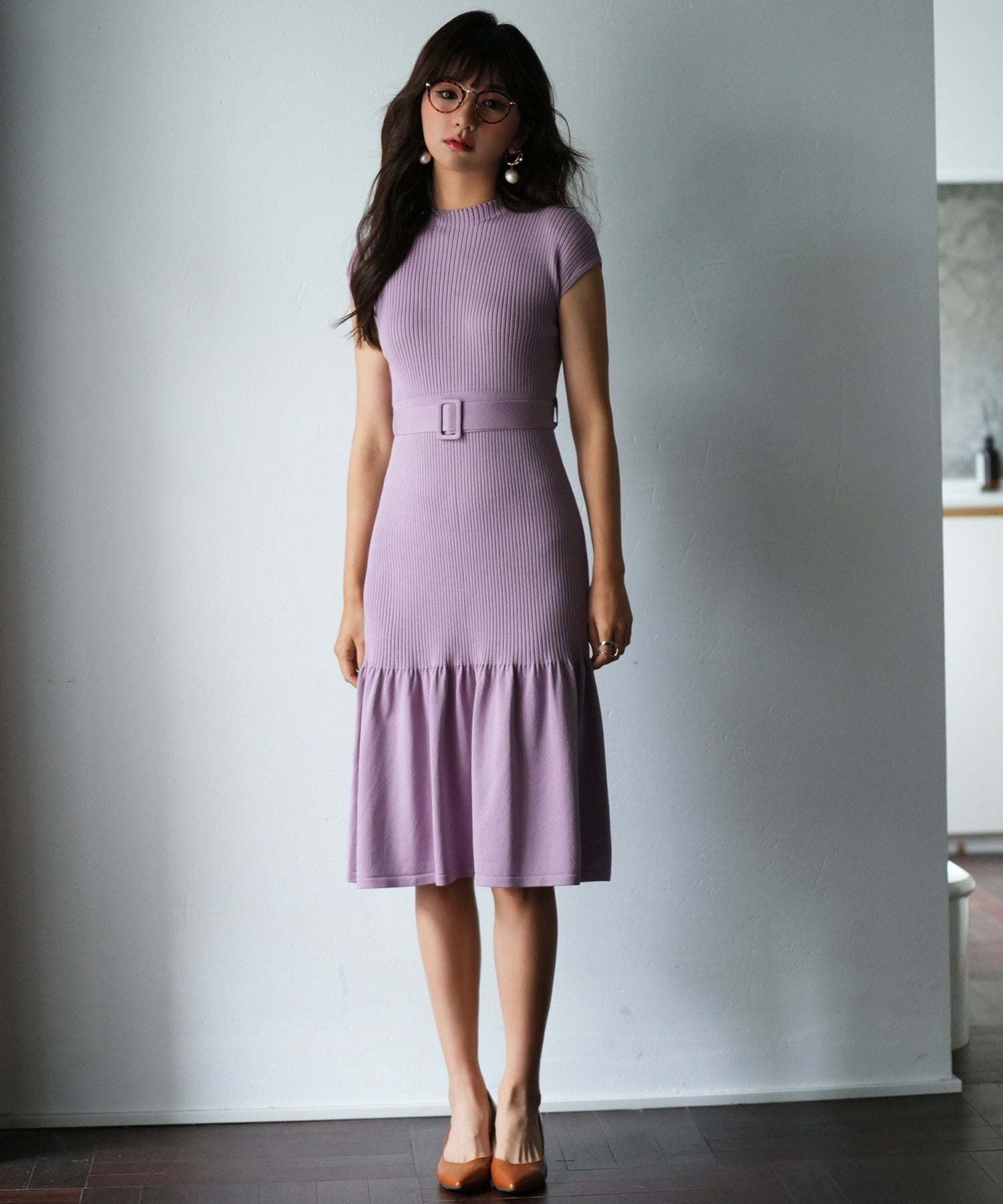 ベルト付きマーメイドニットワンピースsdpxyf2819-102-100