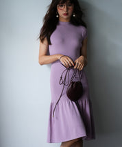 ベルト付きマーメイドニットワンピースsdpxyf2819 ラベンダー