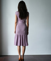 ベルト付きマーメイドニットワンピースsdpxyf2819 ラベンダー