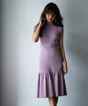 ベルト付きマーメイドニットワンピースsdpxyf2819 ラベンダー