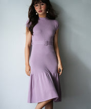 ベルト付きマーメイドニットワンピースsdpxyf2819 ラベンダー