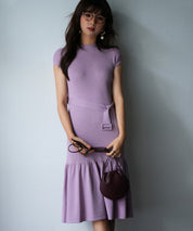 ベルト付きマーメイドニットワンピースsdpxyf2819 ラベンダー