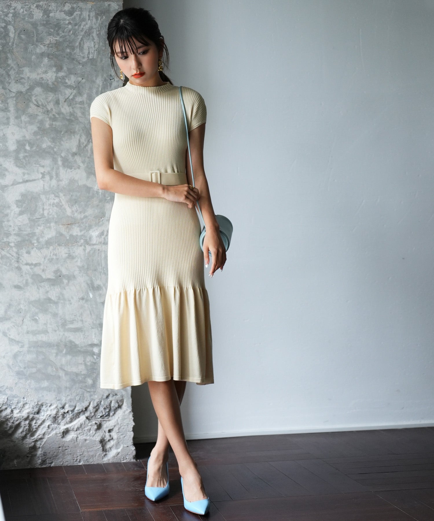 ベルト付きマーメイドニットワンピースsdpxyf2819-102-38